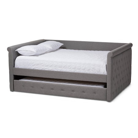 Baxton Studio Alena Grey Upholstered Full Size Daybed with Trundle 147-8725